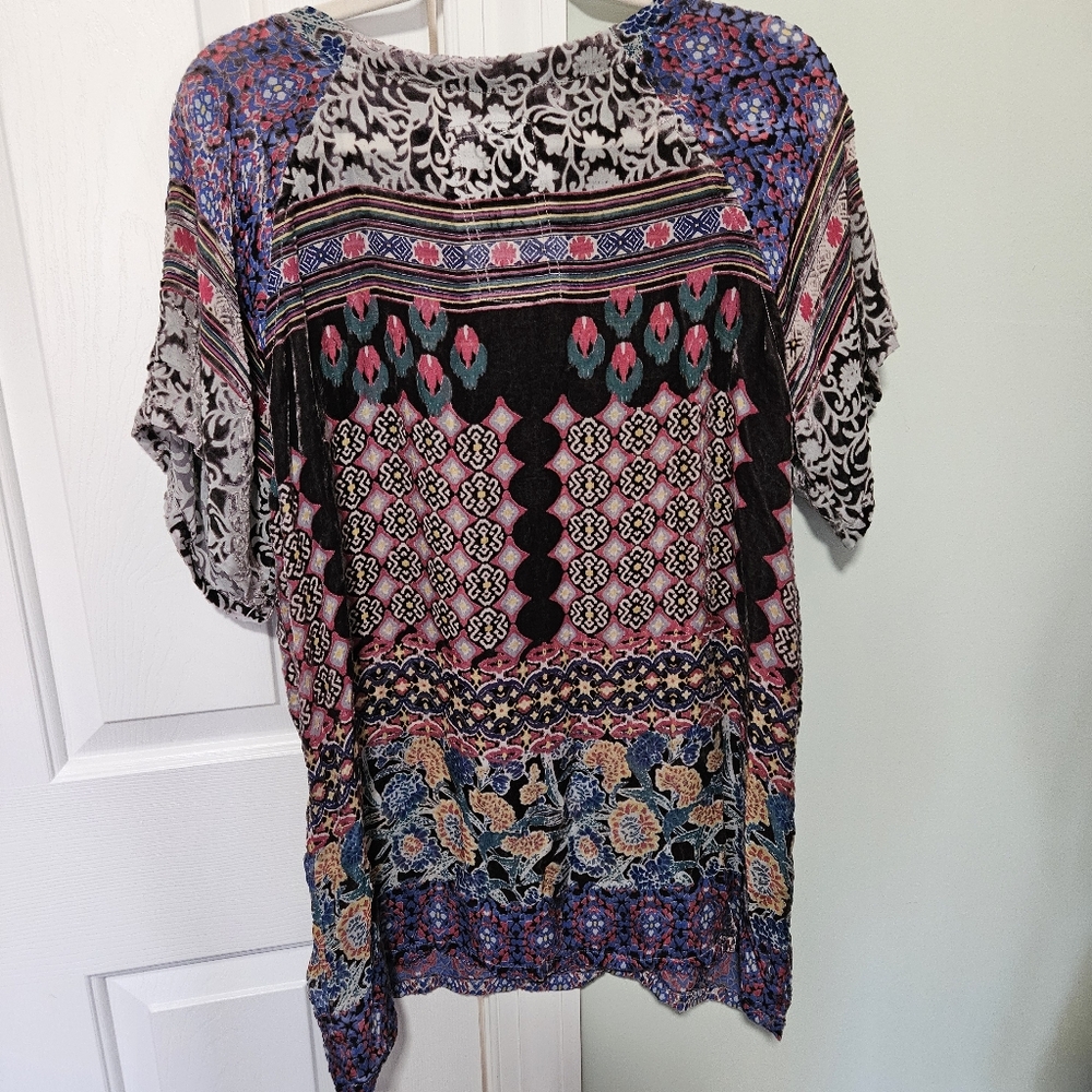 Johnny Was Silk Blend Velvet Burnout Tunic Dress Sz XS. Will Fit Medium - Picture 7 of 7